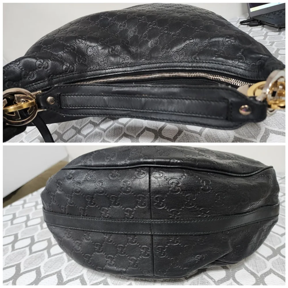 GUCCI Guccissima Leather Twins Large Hobo Bag Black